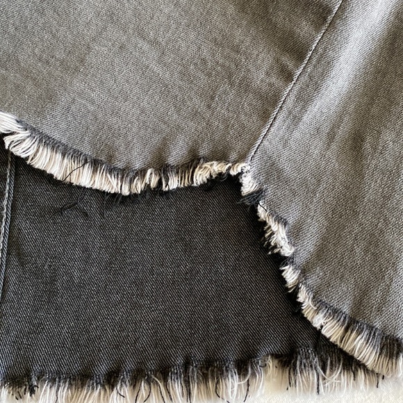 WishList jeans black washed denim rose embroidery ripped raw hem fringe Large - Picture 15 of 16